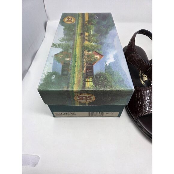 SAS SAN ANTONIO SHOES TRIPAD SUNTIMER BROWN CROC PATENT SANDALS WOMENS 12 M NEW - Picture 3 of 9